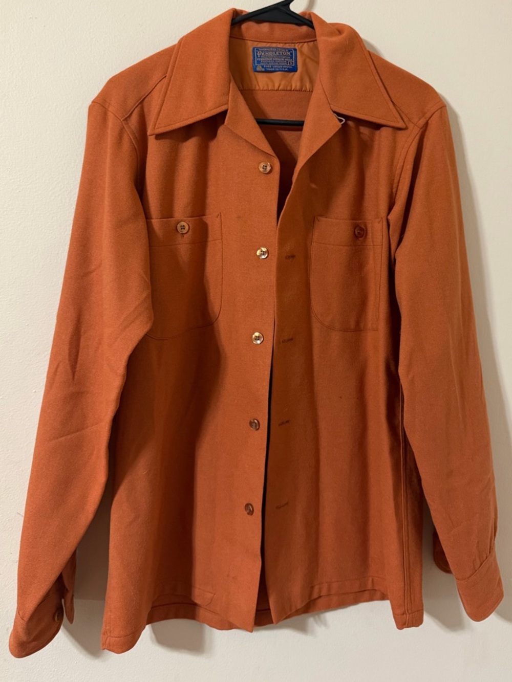 Vintage Pendleton Rust Orange Button-Up Shirt Jacket